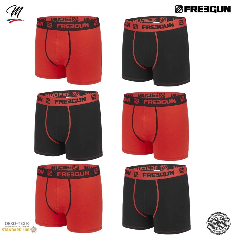Lot de 6 Boxers Homme Coton (Lot boxers Homme) Freegun chez FrenchMarket