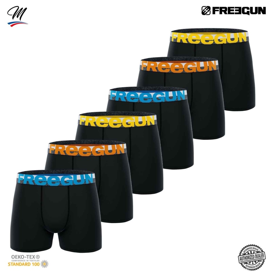 FREEGUN Set med 6 herrboxershorts i bomull "Dynamik Edition" Gratis leverans