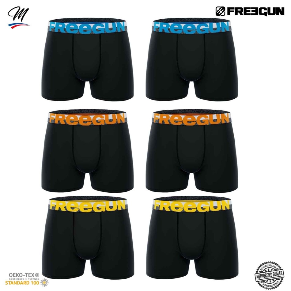 FREEGUN Set med 6 herrboxershorts i bomull "Dynamik Edition" Gratis leverans