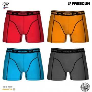 Juego de 4 bóxers Freegun Algodón liso para hombre AKTIV Sport 360B (Calzoncillos para hombre) Freegun chez FrenchMarket