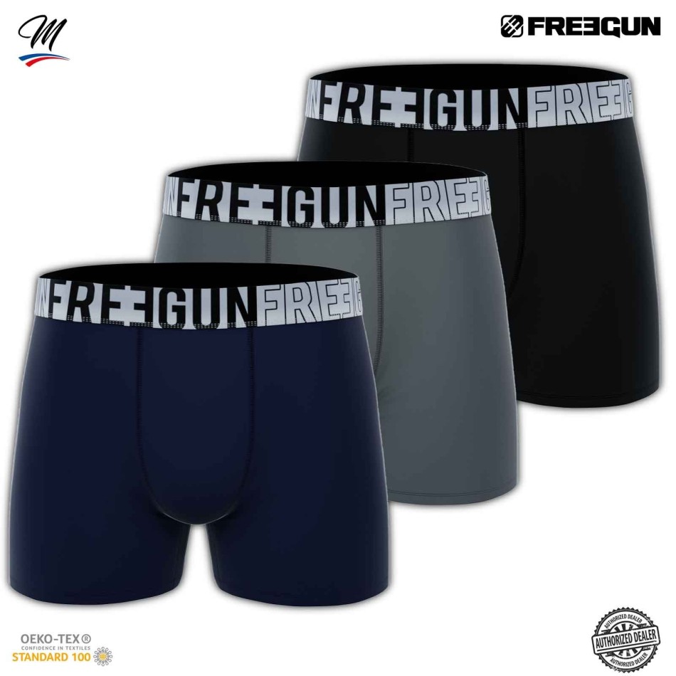 FREEGUN - Set med 3 boxershorts i bomull "Premium Signature AND" för män