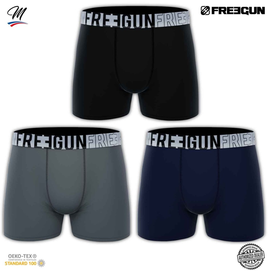 FREEGUN - Set med 3 boxershorts i bomull "Premium Signature AND" för män