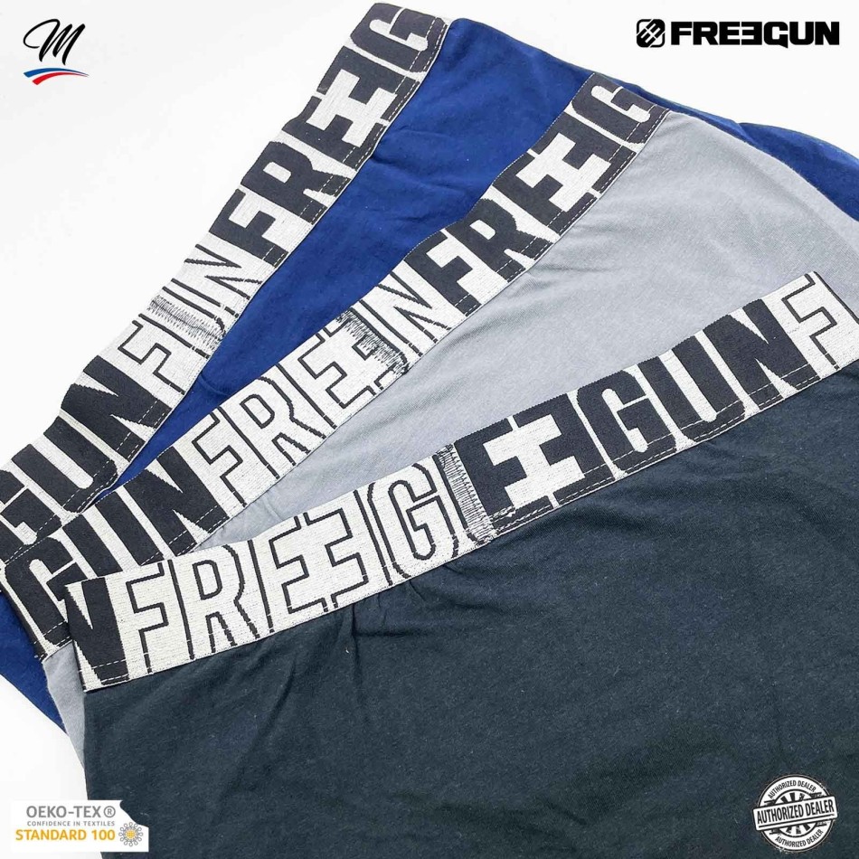 FREEGUN - Set med 3 boxershorts i bomull "Premium Signature AND" för män
