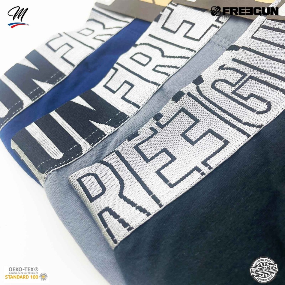 FREEGUN - Set med 3 boxershorts i bomull "Premium Signature AND" för män