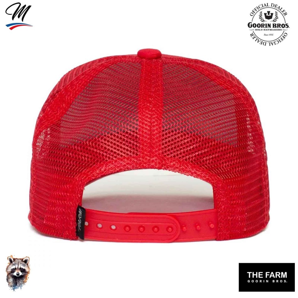 GOORIN BROS Röd Trucker BANDIT-keps för barn - tvättbjörn
