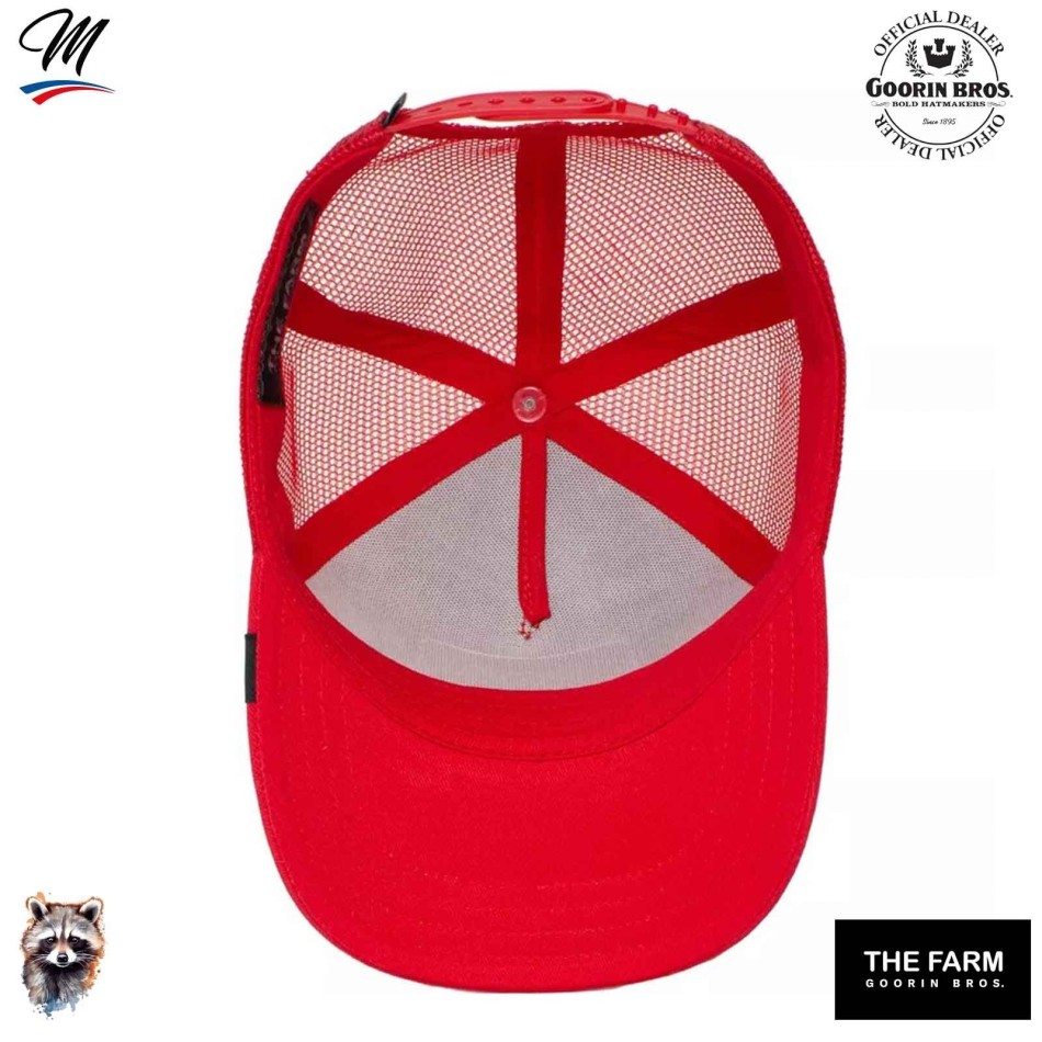 GOORIN BROS Röd Trucker BANDIT-keps för barn - tvättbjörn