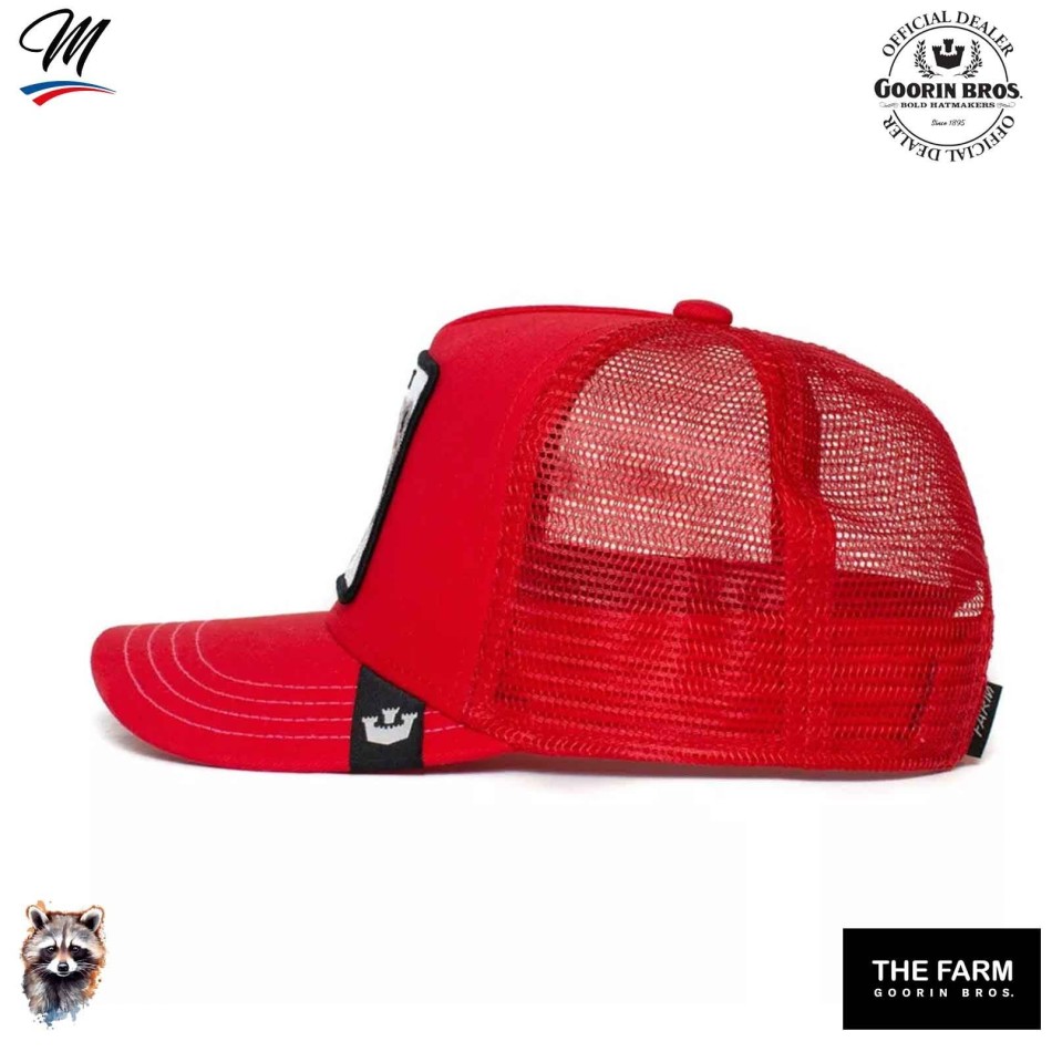 GOORIN BROS Röd Trucker BANDIT-keps för barn - tvättbjörn