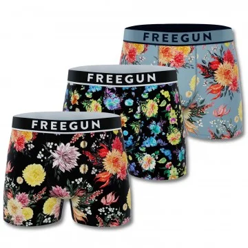 Lot de 3 Boxers Homme Coton "Premium Signature Flowers" (Lot boxers Homme) Freegun chez FrenchMarket