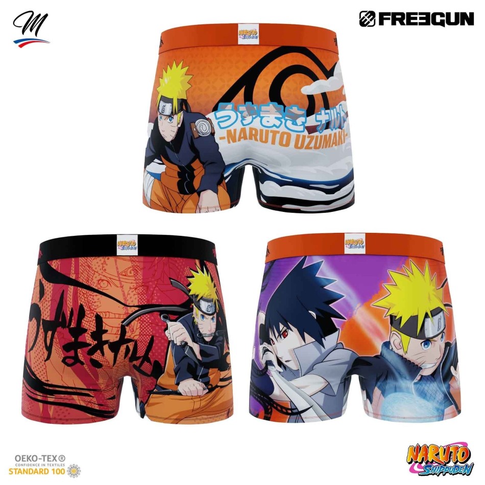 FREEGUN Set med 3 boxershorts för män Naruto Shippûden | sASUKE Fri leverans