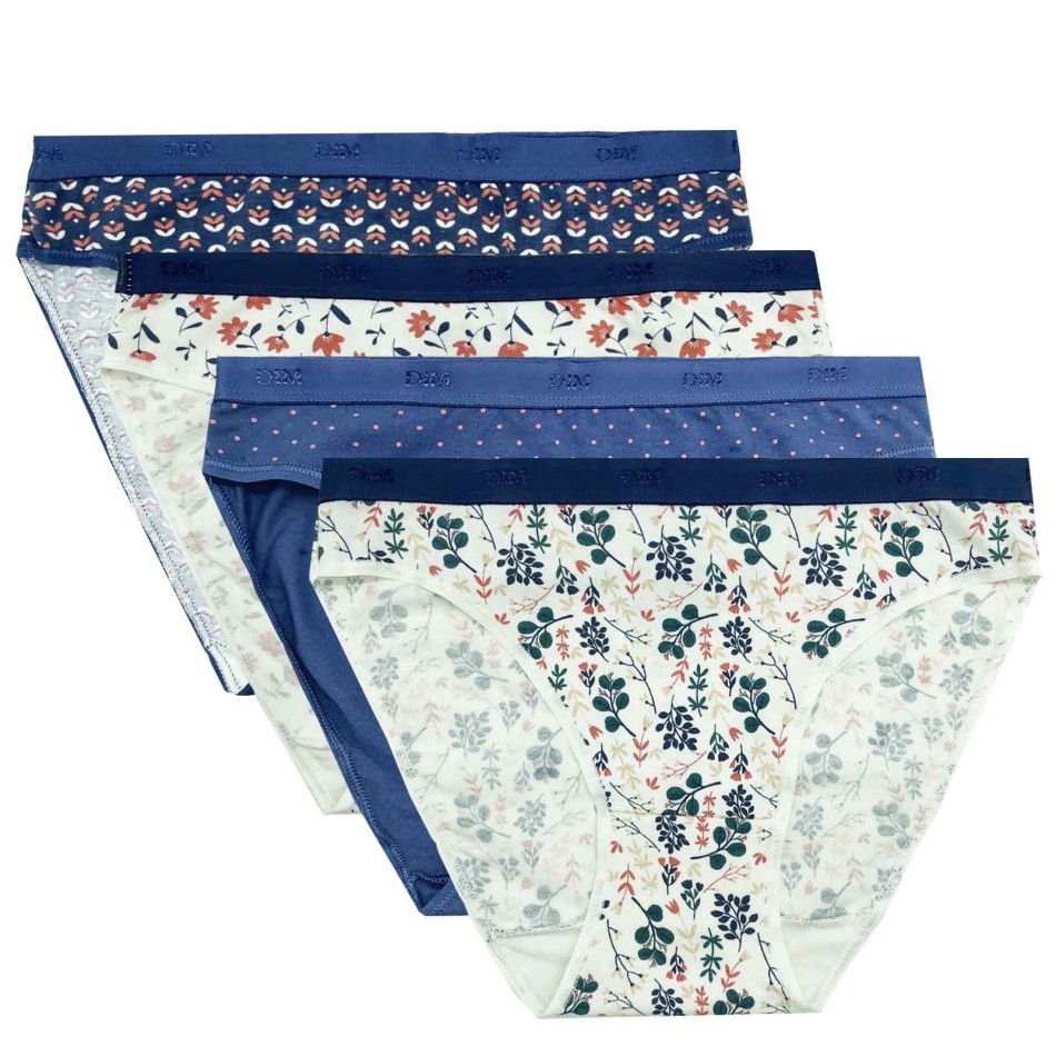 Lot de 4 Culottes Fantaisies Coton Stretch "EcoDim" (Panties) Dim on FrenchMarket