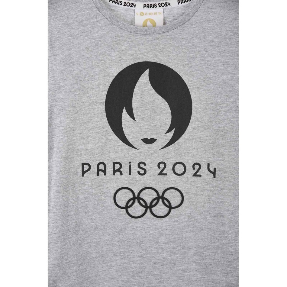 T-shirt för barn "Olympiska spelen Paris 2024" 100% vit bomull Svart eller grå
