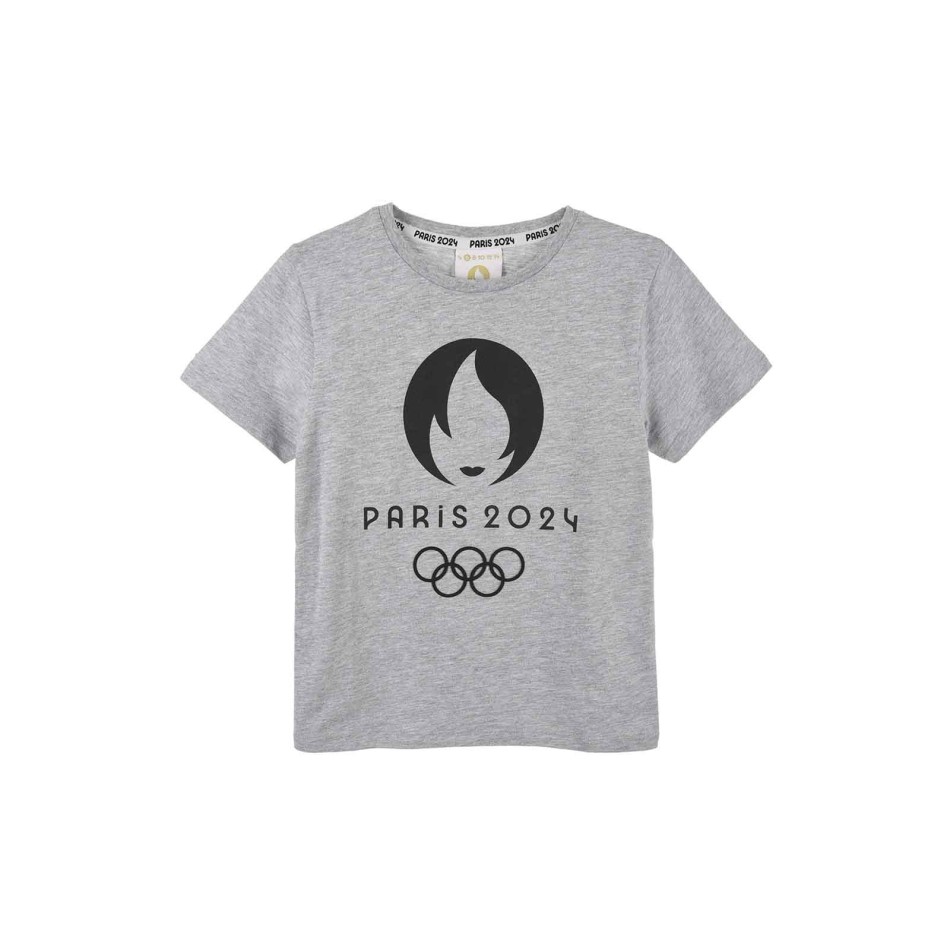 T-shirt för barn "Olympiska spelen Paris 2024" 100% vit bomull Svart eller grå