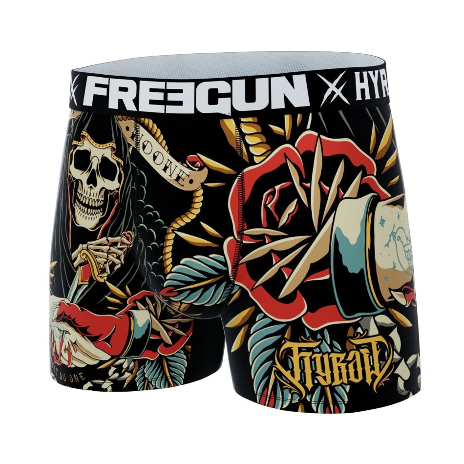 FREEGUN Microfiber HYRAW Rock & Tattoo Skull Boxer för män