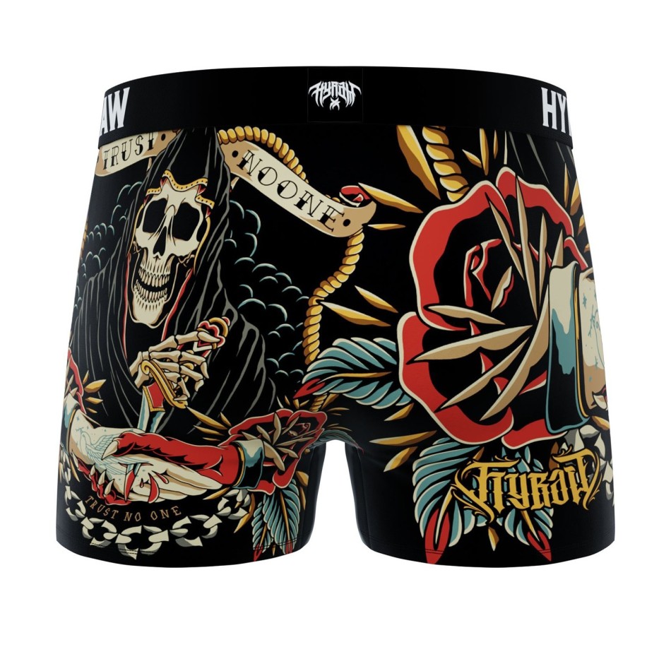 FREEGUN Microfiber HYRAW Rock & Tattoo Skull Boxer för män