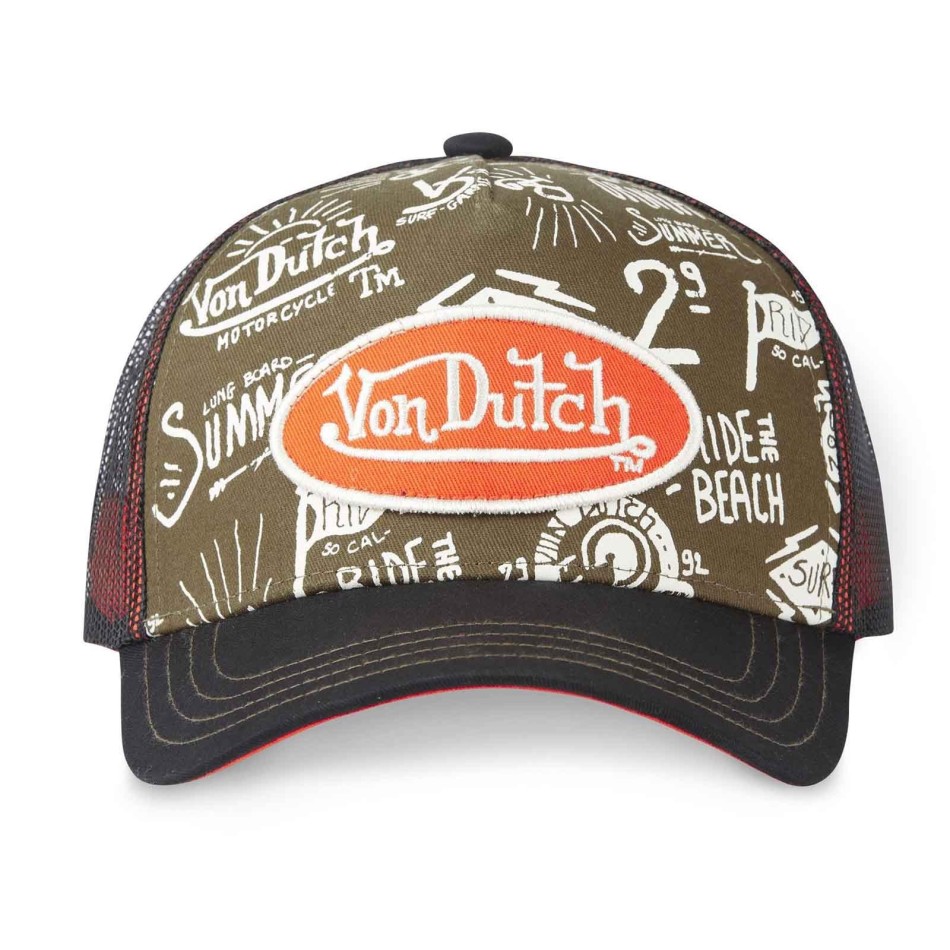 VON DUTCH Trucker Cap "Pattern Summer" KAKI ORANGE