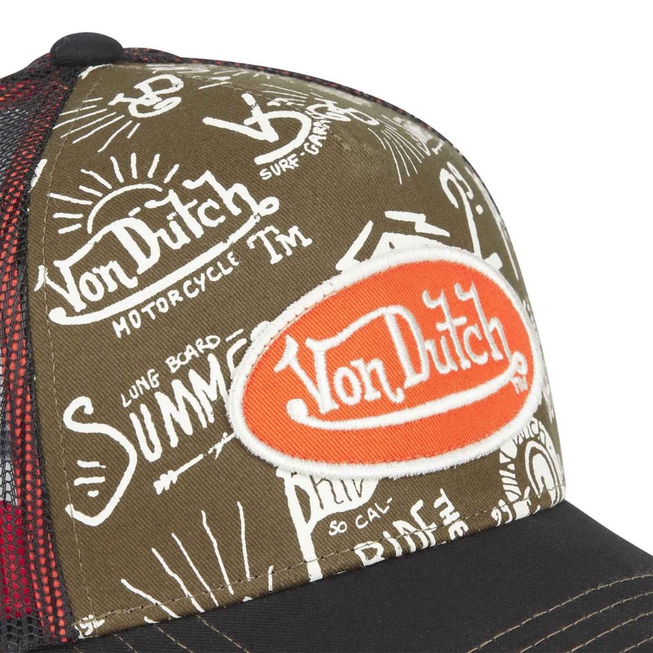 VON DUTCH Trucker Cap "Pattern Summer" KAKI ORANGE