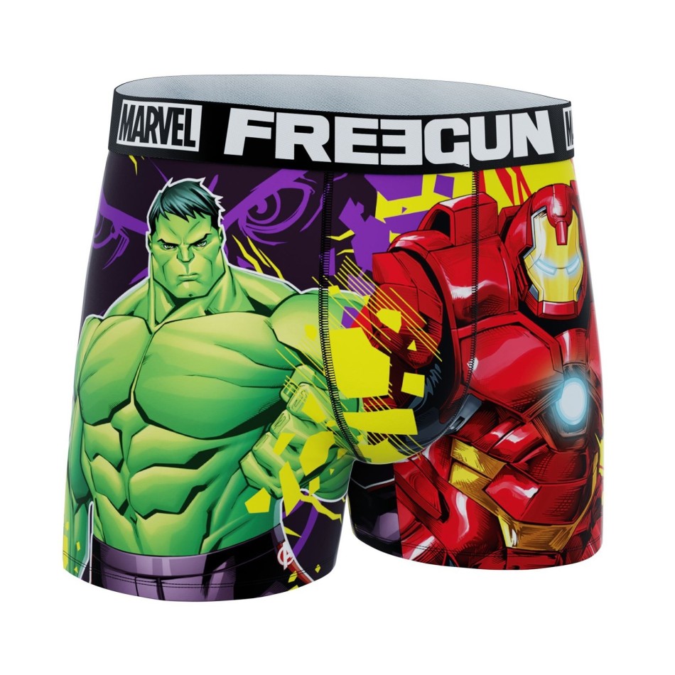 FREEGUN Boxer Boy Marvel Avengers Hulk & Iron Man