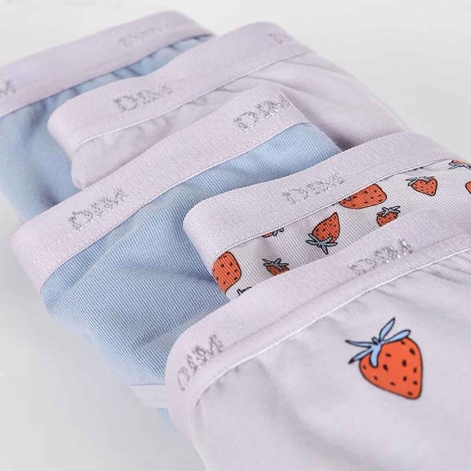 Set di 5 slip da bambina in cotone elasticizzato fantasia con tasche (Mutandine) Dim chez FrenchMarket