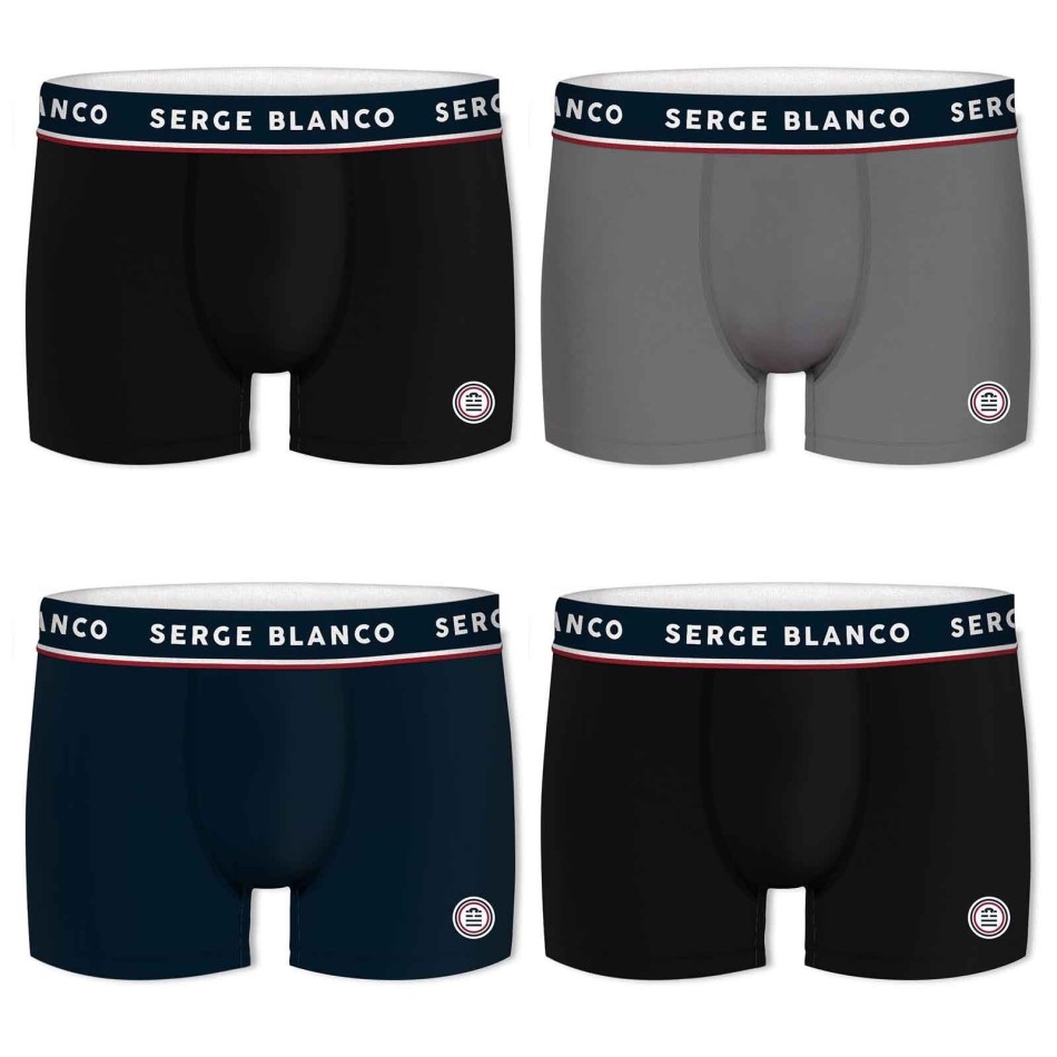 Lot de 4 Boxers Homme en Coton (Lot boxers Homme) Serge Blanco chez FrenchMarket