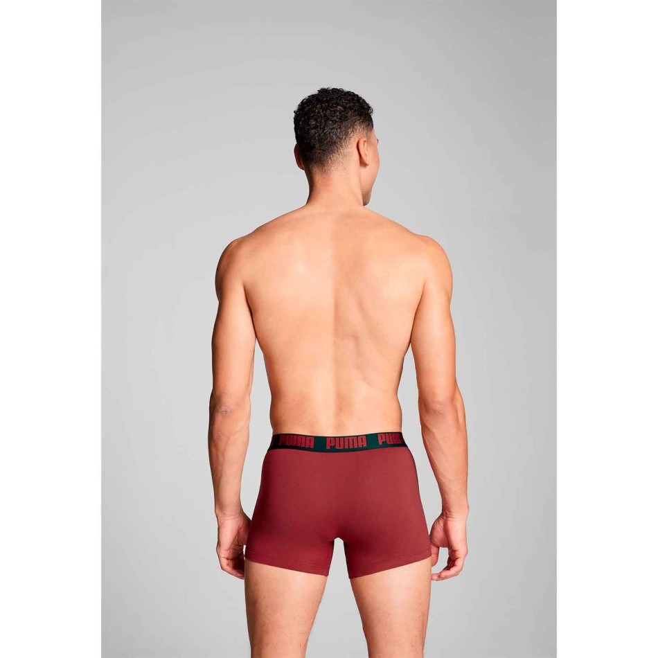 PUMA Pack of 2 Men's Everyday Basic Cotton Boxers Burgundy
