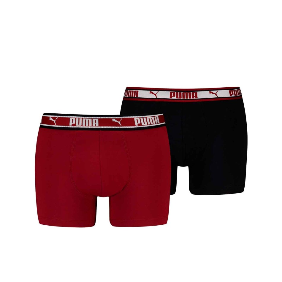 PUMA 2-pack "Dual Logo" boxershorts i bomull för män Bordeaux, grön, orange