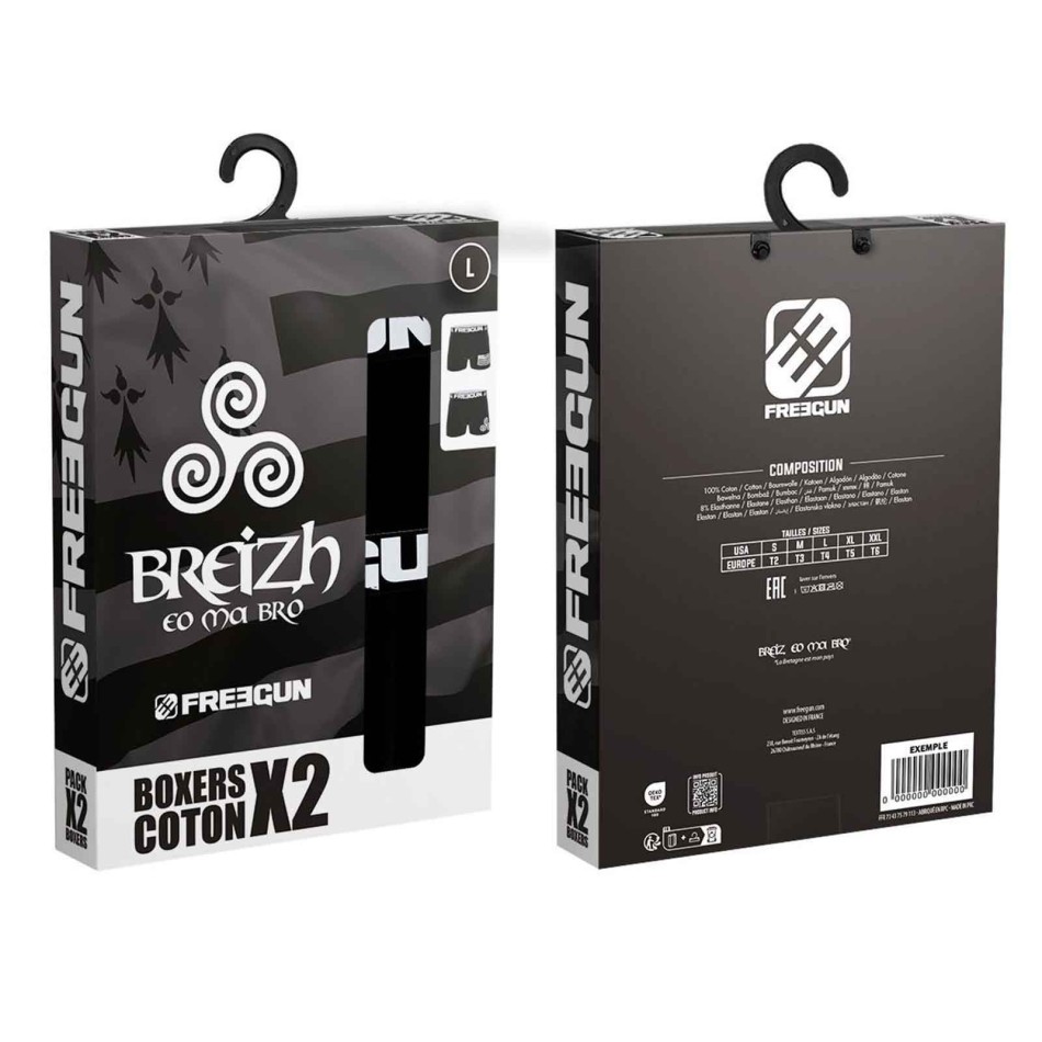 FREEGUN Set om 2 herrboxershorts "Bretagne Breizh" i bomull