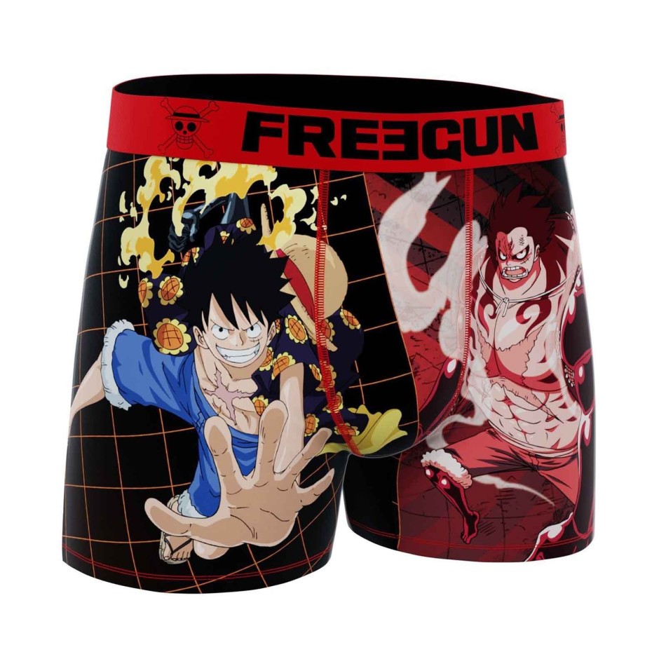 FREEGUN Set med 5 boxershorts i ett stycke för män | Luffy, Wano, Gear 2nd, Zoro, Sanji