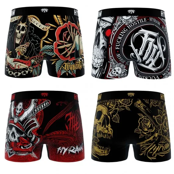 Set di 4 boxer Rock & Tattoo "HYRAW" per uomo (Boxer da uomo) Freegun chez FrenchMarket Set di 4 boxer Rock & Tattoo "HYRAW" per uomo (Boxer da uomo) Freegun chez FrenchMarket