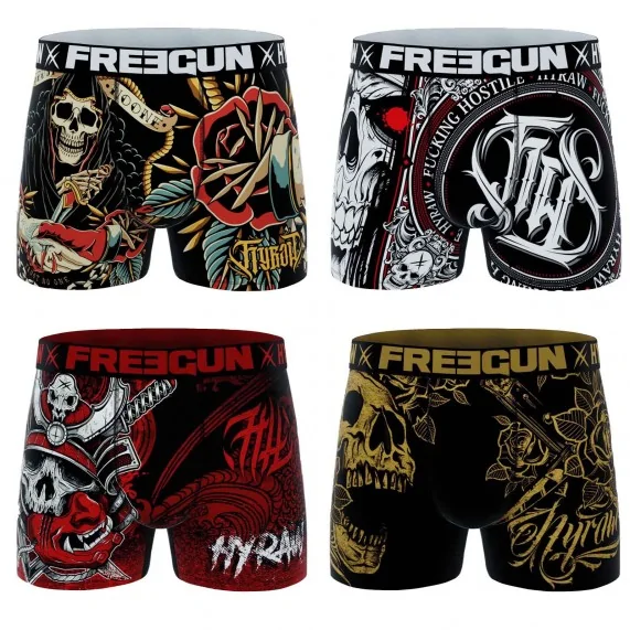 Set van 4 Rock & Tattoo "HYRAW" boxershorts voor mannen (Herenboxershorts) Freegun chez FrenchMarket Set van 4 Rock & Tattoo "HYRAW" boxershorts voor mannen (Herenboxershorts) Freegun chez FrenchMarket