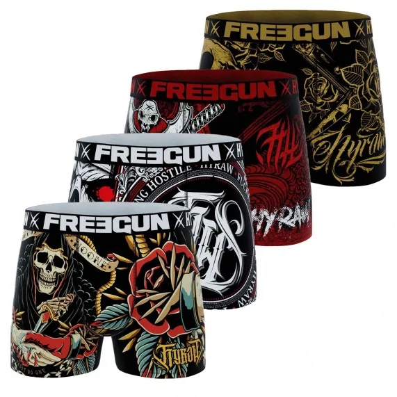 Set van 4 Rock & Tattoo "HYRAW" boxershorts voor mannen (Herenboxershorts) Freegun chez FrenchMarket Set van 4 Rock & Tattoo "HYRAW" boxershorts voor mannen (Herenboxershorts) Freegun chez FrenchMarket
