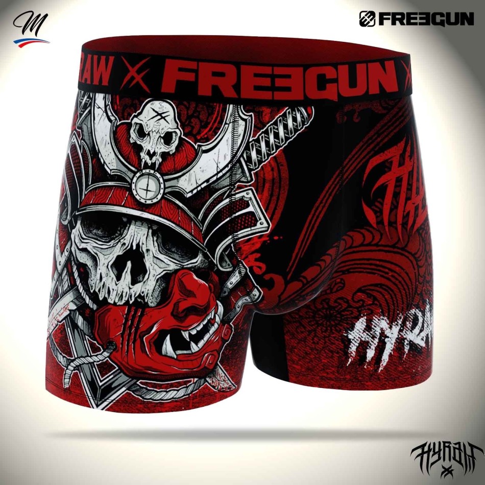 FREEGUN Set of 4 Men's Rock & Tattoo "HYRAW" Skull & Crossbones Boxer Briefs