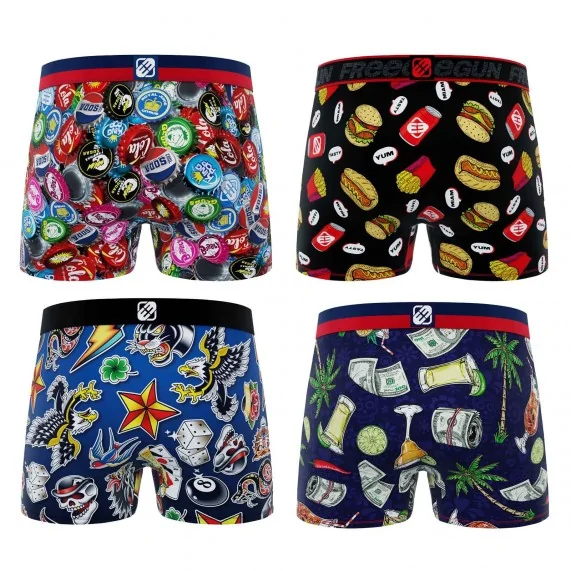Set van 4 "Zomerkleur" jongensboxershorts (Set jongensboxershorts) Freegun chez FrenchMarket