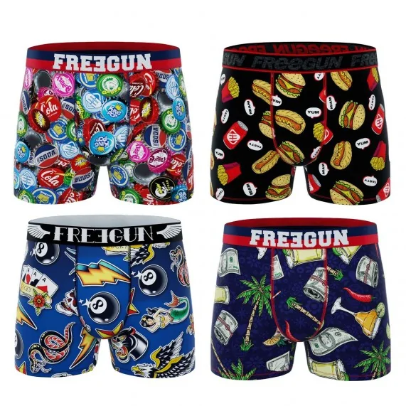 Set van 4 "Zomerkleur" jongensboxershorts (Set jongensboxershorts) Freegun chez FrenchMarket