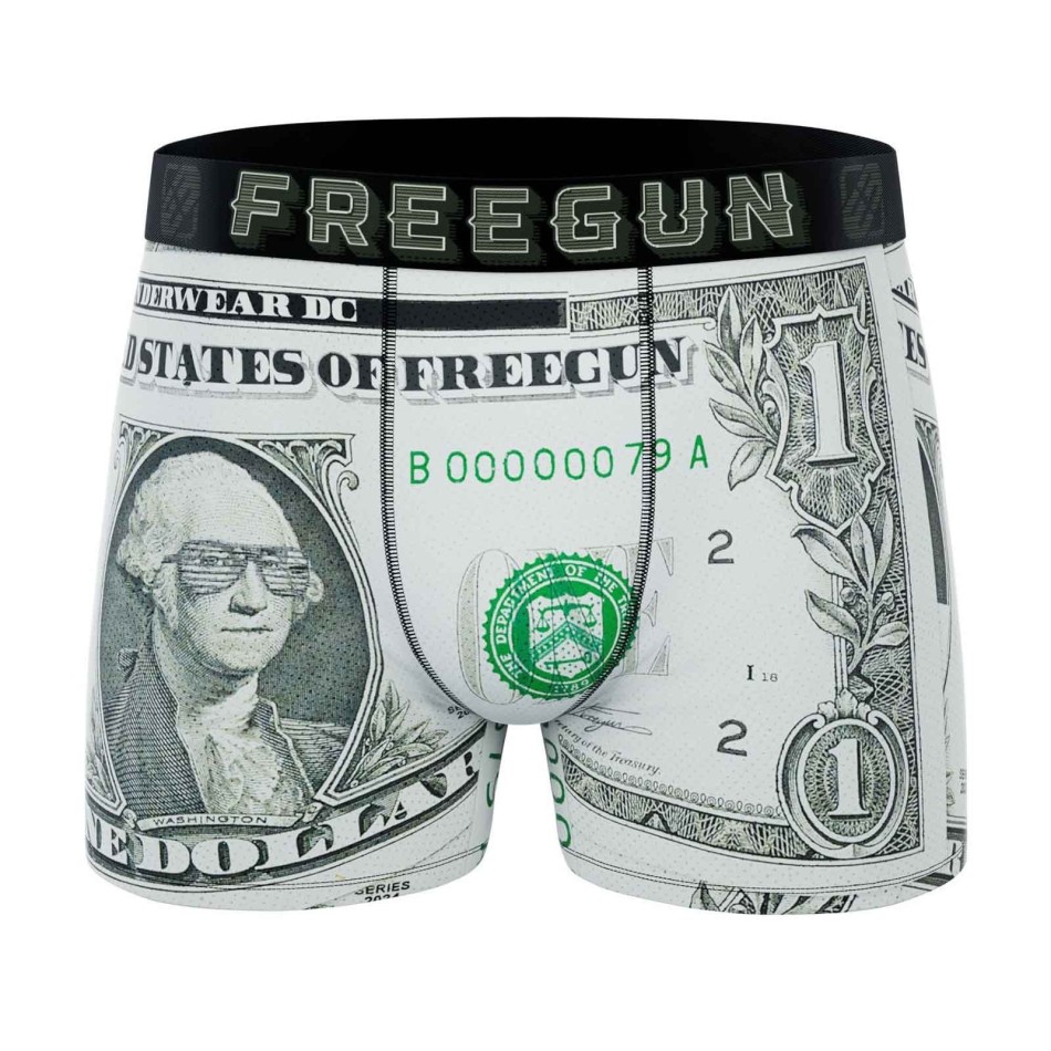 Boxer Homme Microfibre "Dollars" (Boxers Homme) Freegun chez FrenchMarket