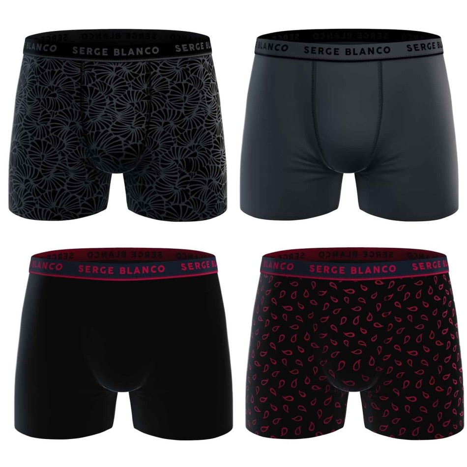 Set van 4 herenboxershorts van casual katoen (Herenboxershorts) Serge Blanco chez FrenchMarket
