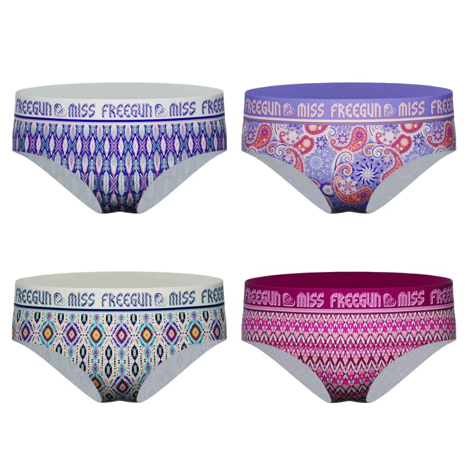 Lot de 4 Boxers-Culottes Femme en Microfibre (Boxer Femme) Freegun chez FrenchMarket