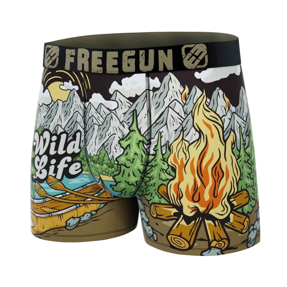FREEGUN Set om 4 Wild Life Pack Camping- och naturboxershorts för pojkar