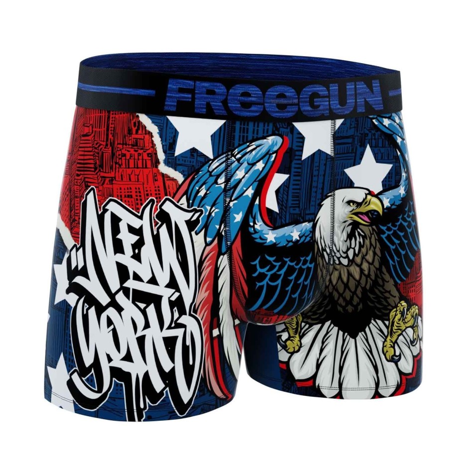 FREEGUN Set om 4 mikrofiberboxershorts för pojkar "USA" Eagle Dollars Flag