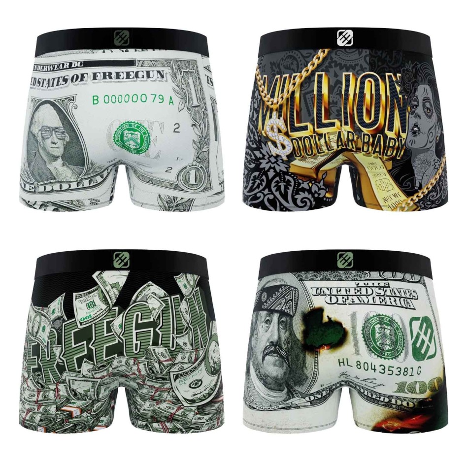 Lot de 4 Boxers Garçon Premium Dollars (Lot boxers Garçon) Freegun chez FrenchMarket