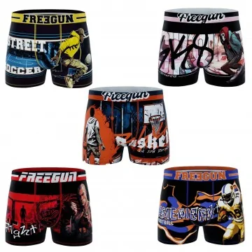 Set van 5 "Street Sport" Microvezel jongensboxershorts (Set jongensboxershorts) Freegun chez FrenchMarket