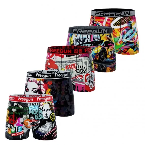 Set van 5 "Street Pop Art" Microvezel Jongens Boxershorts (Set jongensboxershorts) Freegun chez FrenchMarket Set van 5 "Street Pop Art" Microvezel Jongens Boxershorts (Set jongensboxershorts) Freegun chez FrenchMarket