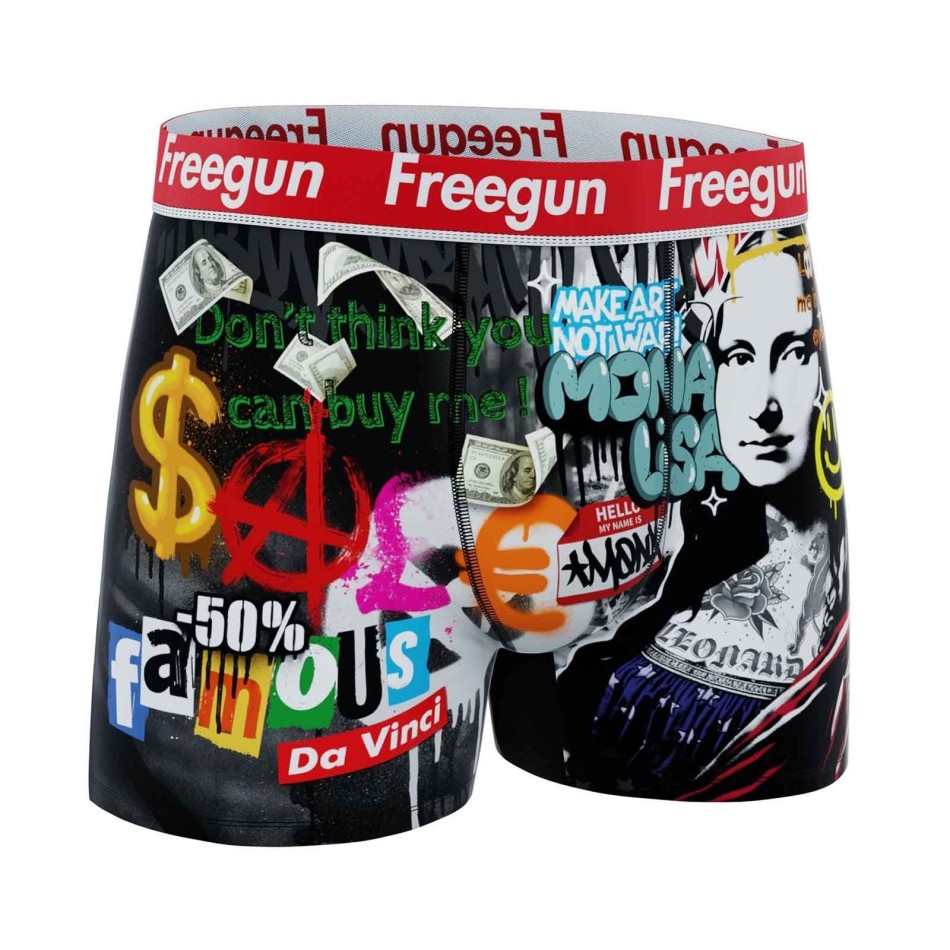 FREGUN Set of 5 Mona Lisa "Street Pop Art" Microfiber Boxer Briefs for Boys