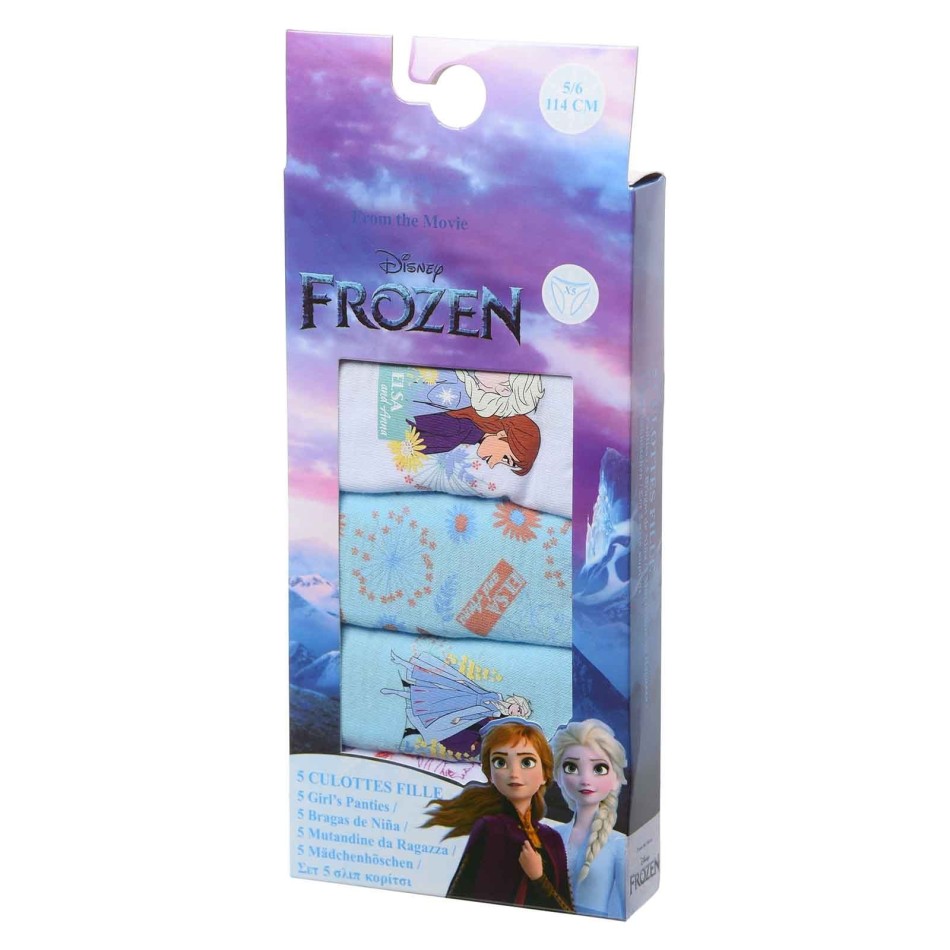 DISNEY Set om 5 "Snödrottningen"-flicktrosor 100% bomull