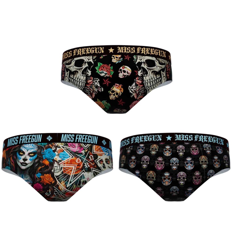 Set of 3 "Skull-Tattoo" Girl's Boxer Briefs (Boxers/Shorty) Freegun on FrenchMarket
