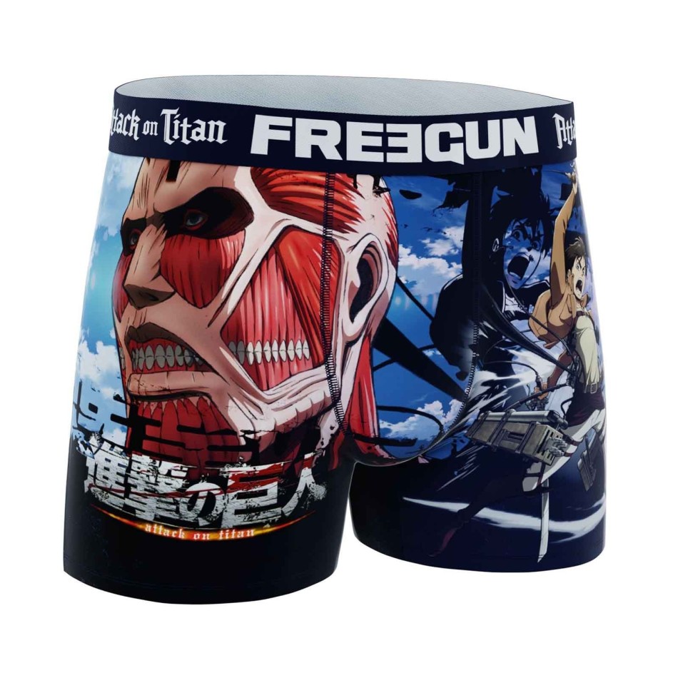 FREEGUN Set om 3 "Attack On Titan"-boxershorts för män Fri leverans
