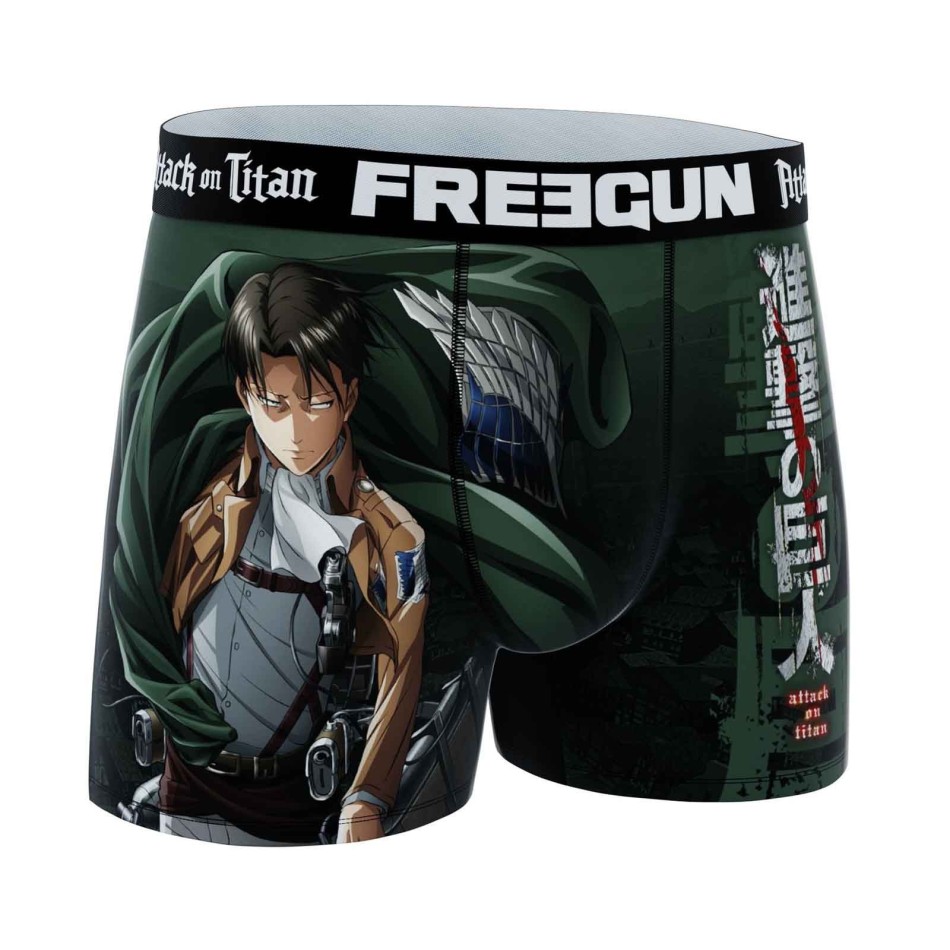 FREEGUN Set om 3 "Attack On Titan"-boxershorts för män Fri leverans
