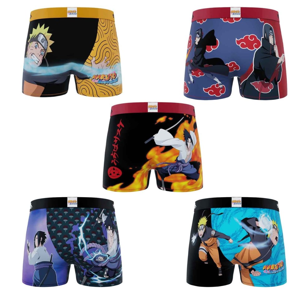 FREEGUN x Naruto | Set med 5 st Naruto boxershorts för män French Market