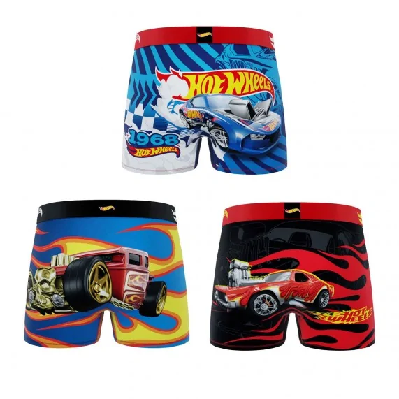 Set di 3 boxer in microfibra "Hot Wheels" per ragazzo (Confezione di boxer da ragazzo) Freegun chez FrenchMarket