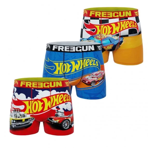3er-Pack Boxershorts "Hot Wheels", Jungen, aus Mikrofaser (Boy's Boxershorts Pack) Freegun auf FrenchMarket