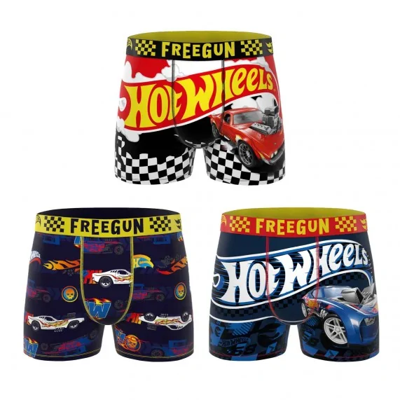 3er-Pack Boxershorts "Hot Wheels", Jungen, aus Mikrofaser (Boy's Boxershorts Pack) Freegun auf FrenchMarket
